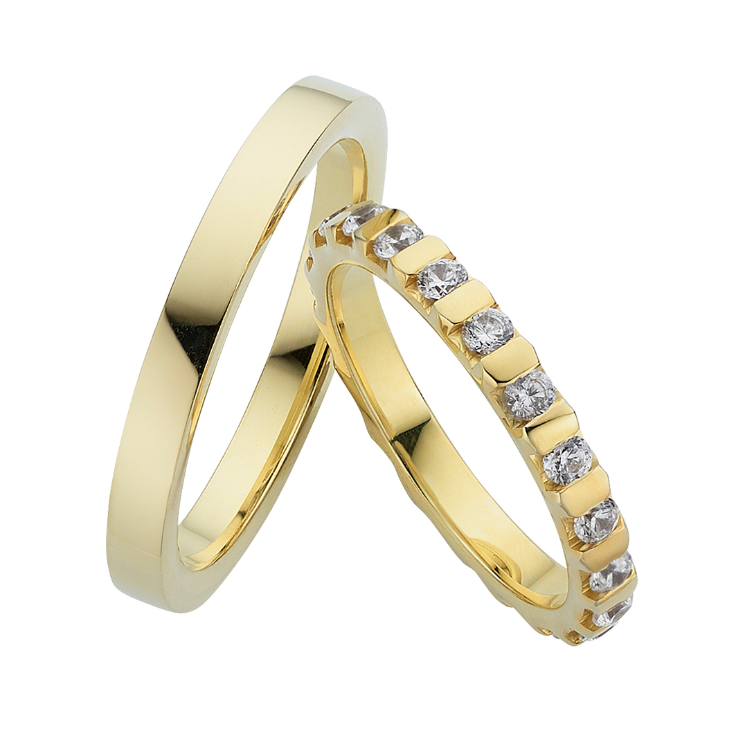 Trauring Gelbgold einfarbig mit Brillant (TWTL 01)