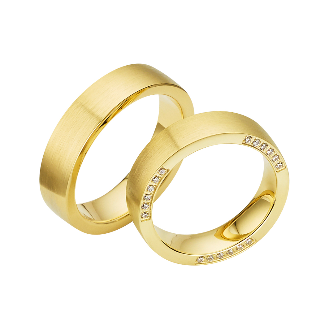 Trauring Gelbgold einfarbig mit Brillant (TWSK 02)