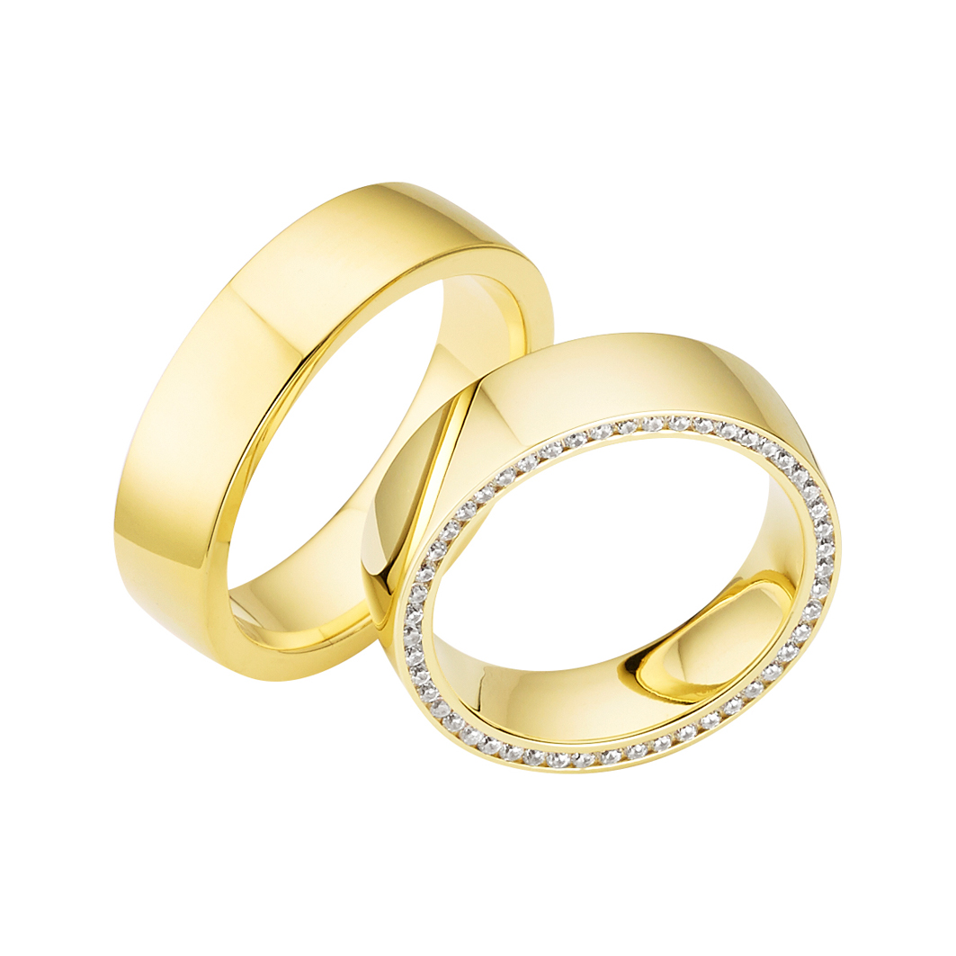 Trauring Gelbgold einfarbig mit Brillant (TWSK 05)