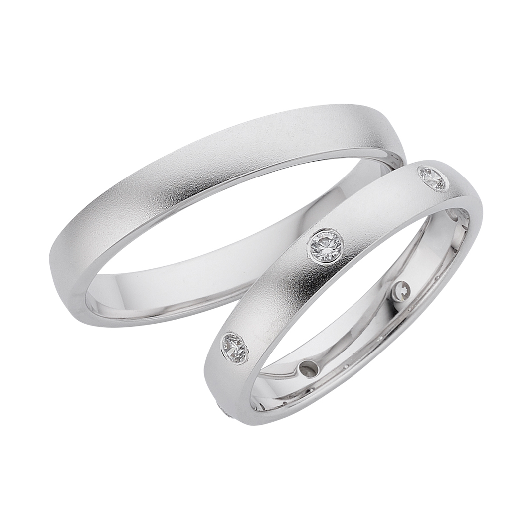 Trauring Weißgold einfarbig mit Brillant (TWTL 03)