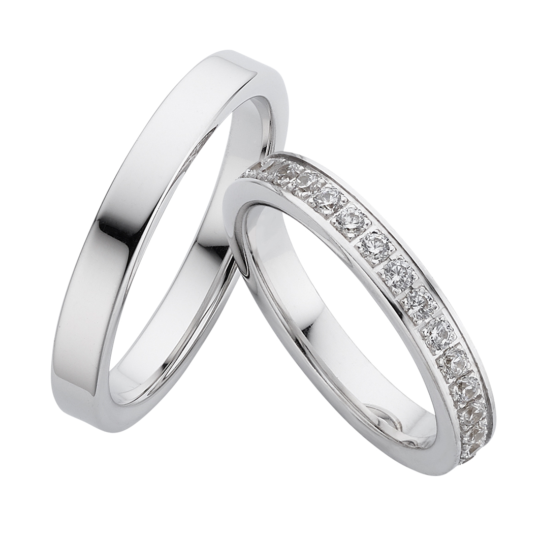 Trauring Weißgold einfarbig mit Brillant (TWTL 04)