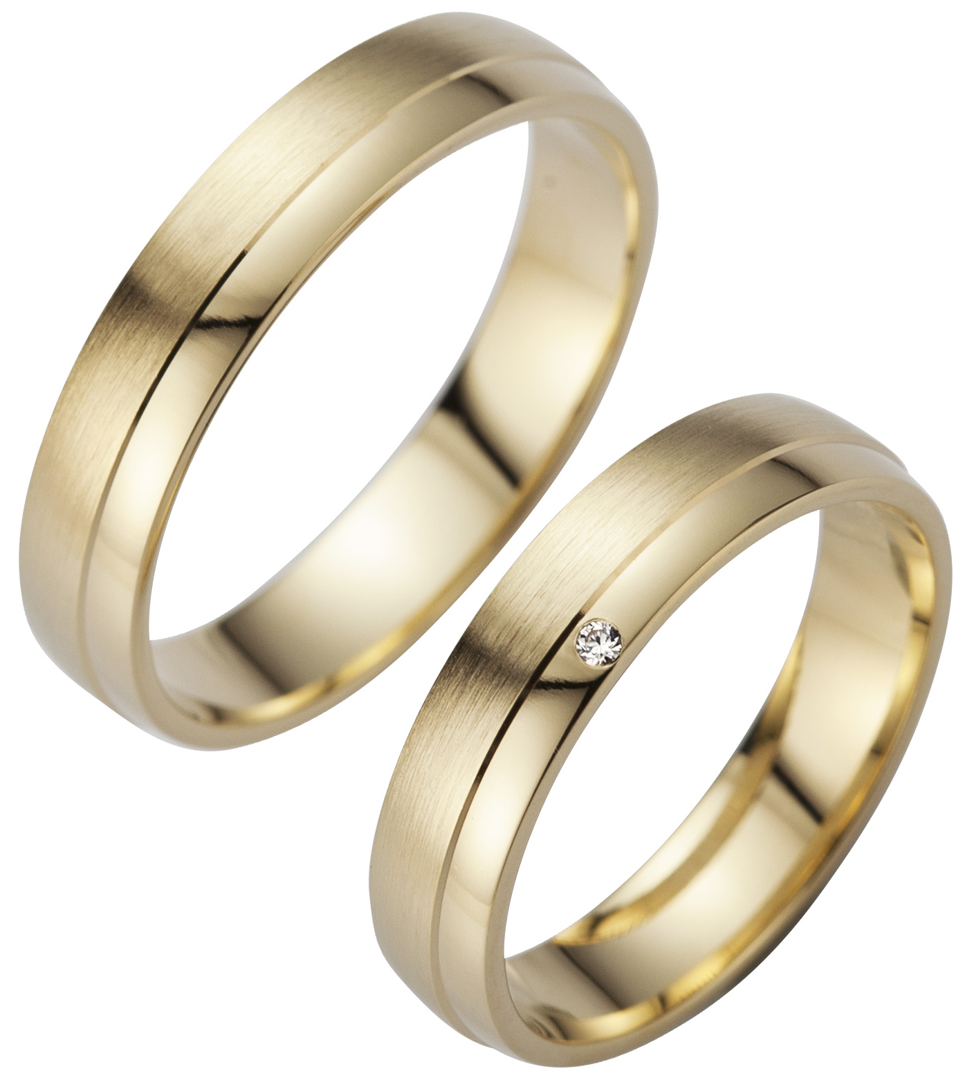 Trauring Gelbgold einfarbig mit Brillant (TWHR 06)