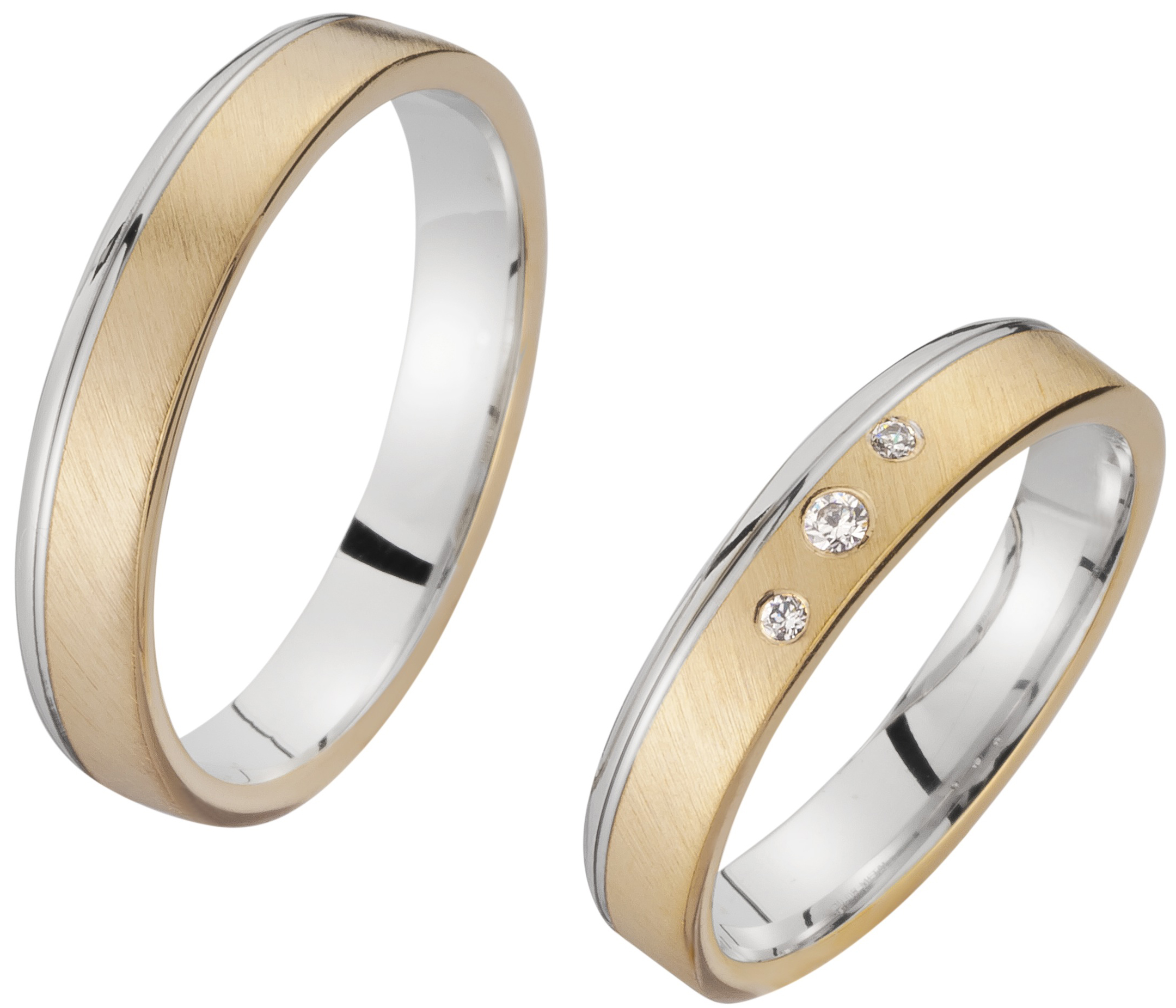 Trauring Weißgold Gelbgold mehrfarbig mit Brillant (TWSR 05)